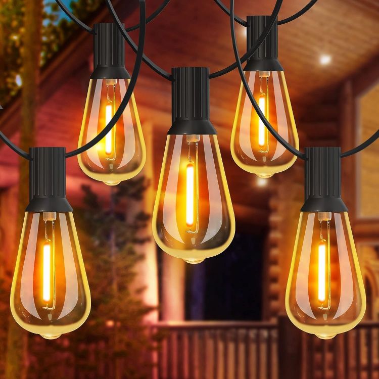 Picture of Festoon Lights Outdoor, Garden Patio String Lights Mains Powered, 3000K Warm White, GLUROO ST64 Waterproof LED String Lights