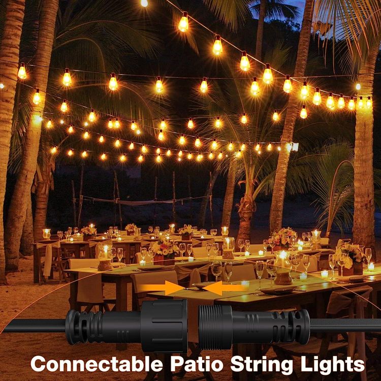 Picture of 24FT Festoon Lights Outdoor, Garden Patio String Lights Mains Powered, 3000K Warm White, ST64 Waterproof LED String Lights