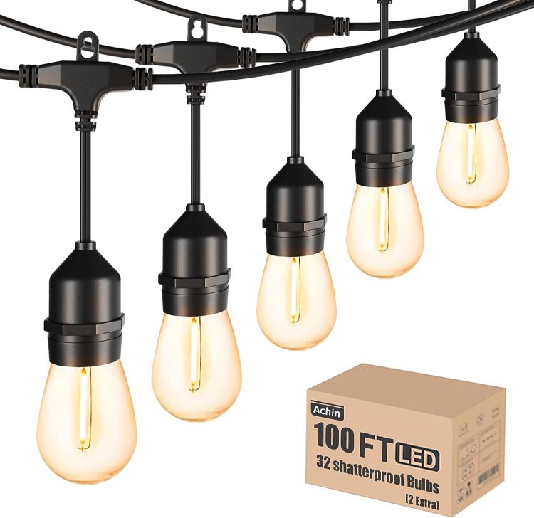 Picture of  30M Festoon String Lights – 100FT, 32 Shatterproof Bulbs, 2700K Outdoor Lights