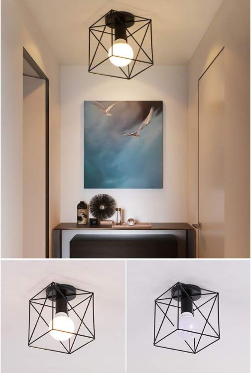 Picture of Ceiling Pendant Lights, Retro Ceiling Lighting Look E27 Ceiling Lighting, Max 60W E27 Socket, Vintage Ceiling Lamp for Entrance