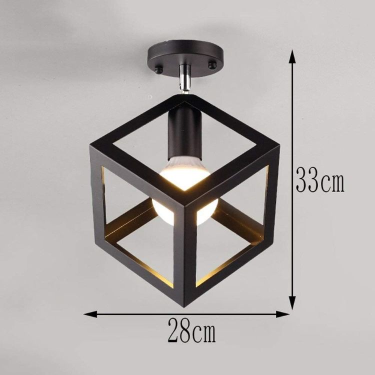 Picture of Ceiling Light Shade Matt Black Cube Puzzle Pendant Lampshade Shade, Vintage Industrial Metal Flush Mount Ceiling Light