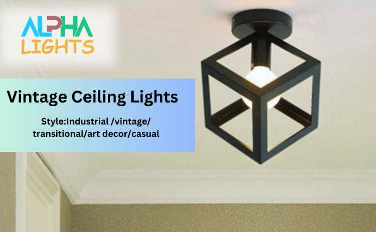 Picture of Ceiling Light Shade Matt Black Cube Puzzle Pendant Lampshade Shade, Vintage Industrial Metal Flush Mount Ceiling Light