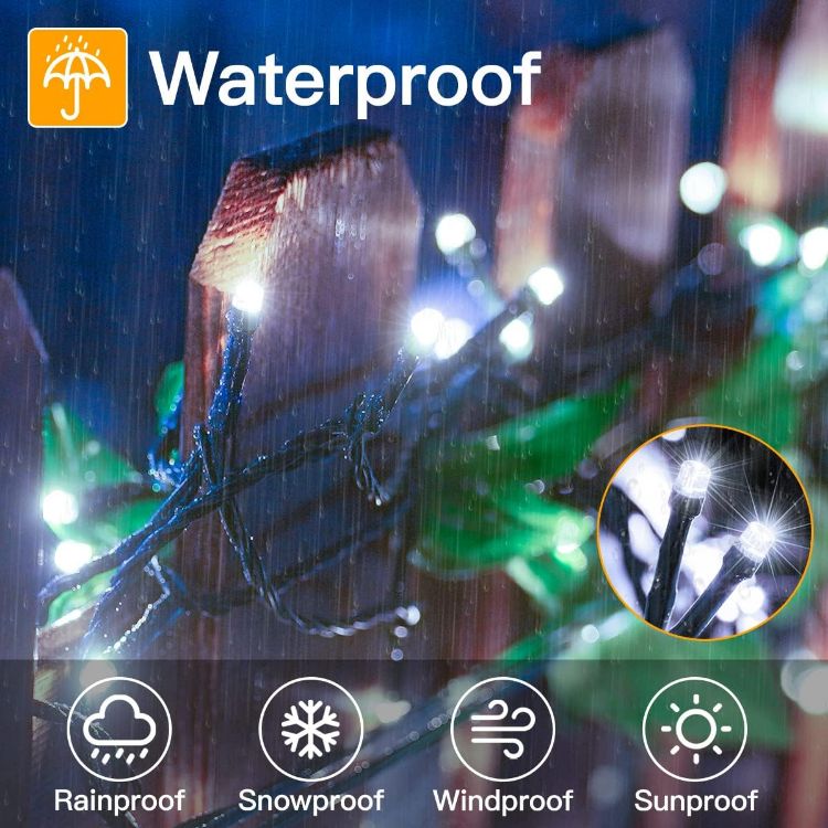 Picture of Christmas Tree Lights Outdoor, 20m 200 LED Fairy Lights Mains Powered, Cool White Waterproof String Light with Plug/Remote/Modes/Timer, Bright Lighting Outside Indoor Garden Xmas Decorations