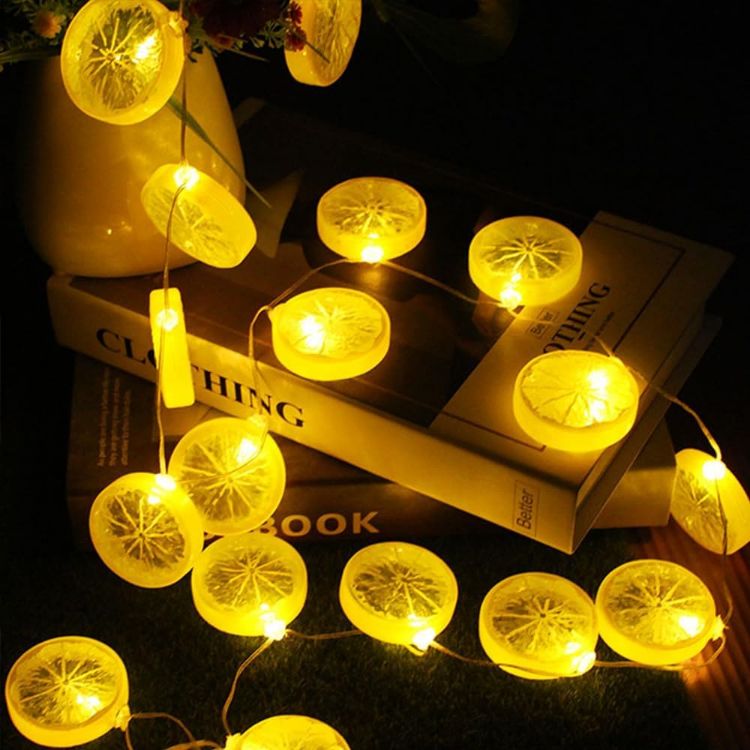 Picture of Lemon Slice String Lights, 10 ft/3 m Cute Fairy String Lights with 20 LEDs USB-Operated Warm Twinkle Lemons String Lights Lemon Decor, Yellow