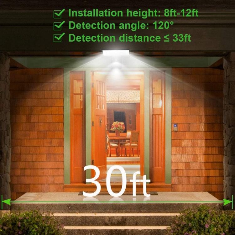 Picture of Solar Powered Lights Outdoor/Outside for Garden Fence Door Yard Pathway, 90 LED Solar Motion Sensor Security/Wall Lights