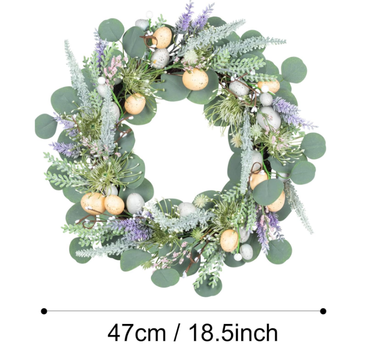 Picture of 5cm Easter Wreath with LED Lights and Timer Easter Egg Decoration for Spring Door Window Mantle Table Decor (NOT Pre-Strung Lights)