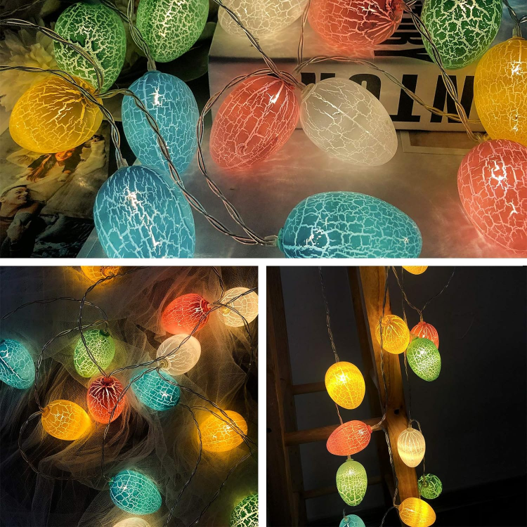 Picture of 20 LEDs Easter Egg String Lights,Cotton Egg Light Fairy Light Battery Powered String Lights for Easter Holiday Patio Lawn Garden Party Decoration (20 Lights,3.2m)