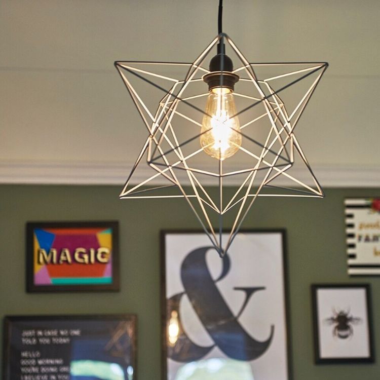 Picture of MiniSun Retro Matt Grey Geometric Star Design Ceiling Pendant Light Shade