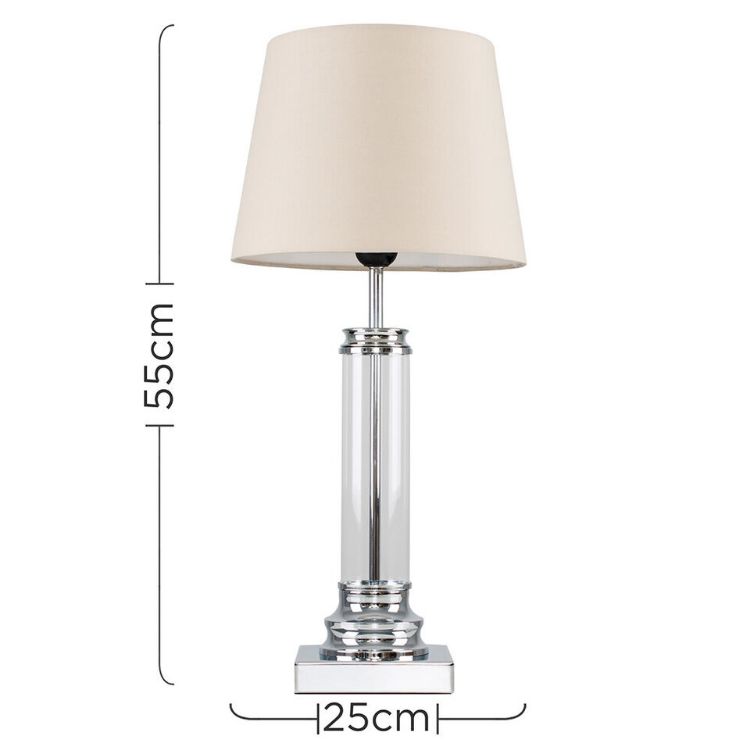 Picture of Touch Table Lamp Glass Column Living Room Light Lampshade LED Bulb Lighting