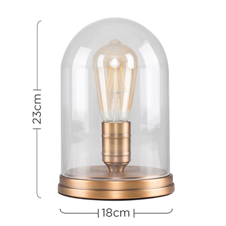 Picture of Table Lamp Traditional Glass Domed Shade Bedside Living Room Light LED Bulb