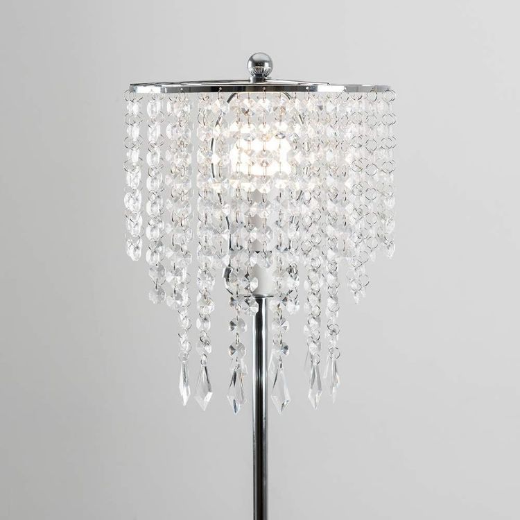 Picture of Modern Chrome Standard Floor Lamp Standing Light Acrylic Jewel Droplet Design