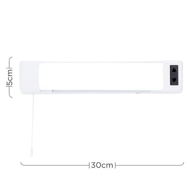 Picture of LED 5W Bathroom Shaver Socket Mirror Wall Light Pull Cord White Finish Lighting