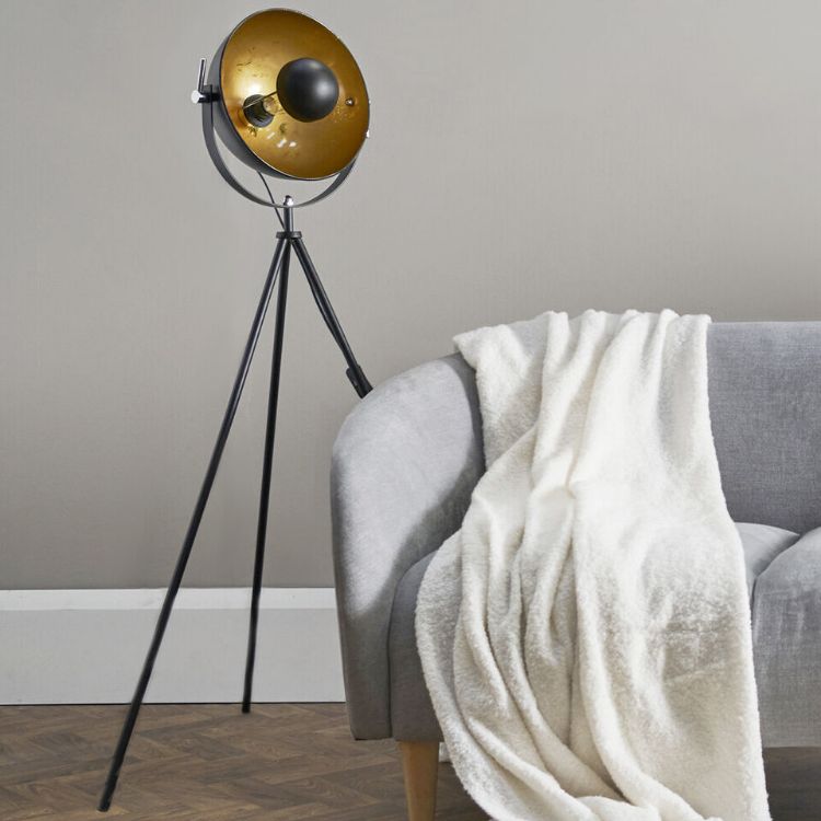 Picture of Industrial Tripod Floor Lamp Photography Free Standing Standard Light LED Bulb