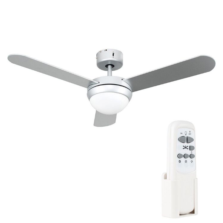 Picture of Modern Ceiling Fan with Light 42 Inch Silver Remote Control 3 Speed Setting warm light LED