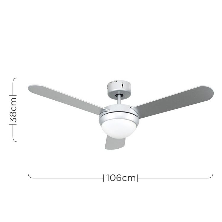 Picture of Modern Ceiling Fan with Light 42 Inch Silver Remote Control 3 Speed Setting warm light LED