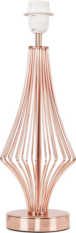 Picture of Polished Copper Table Lamp Base Wire Diamond Design Bedroom Living Room Light
