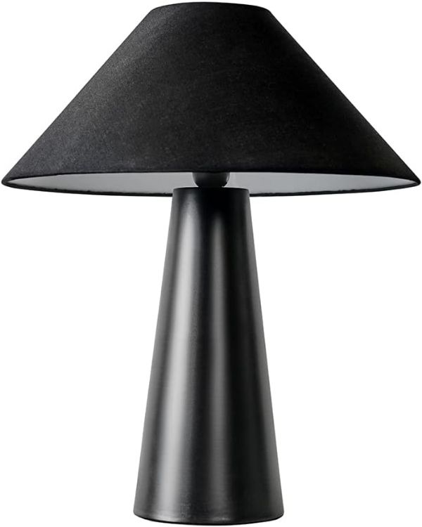 Picture of Matt Black Table Lamp Cone Base Lampshade Living Room Bedside Light LED Bulb