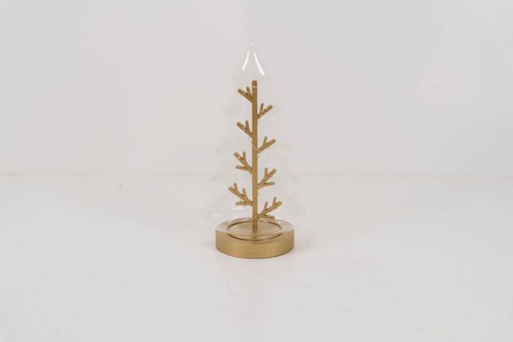 Picture of Festive Glass Christmas Tree Decoration 20 Warm White Lights Xmas Table Ornament
