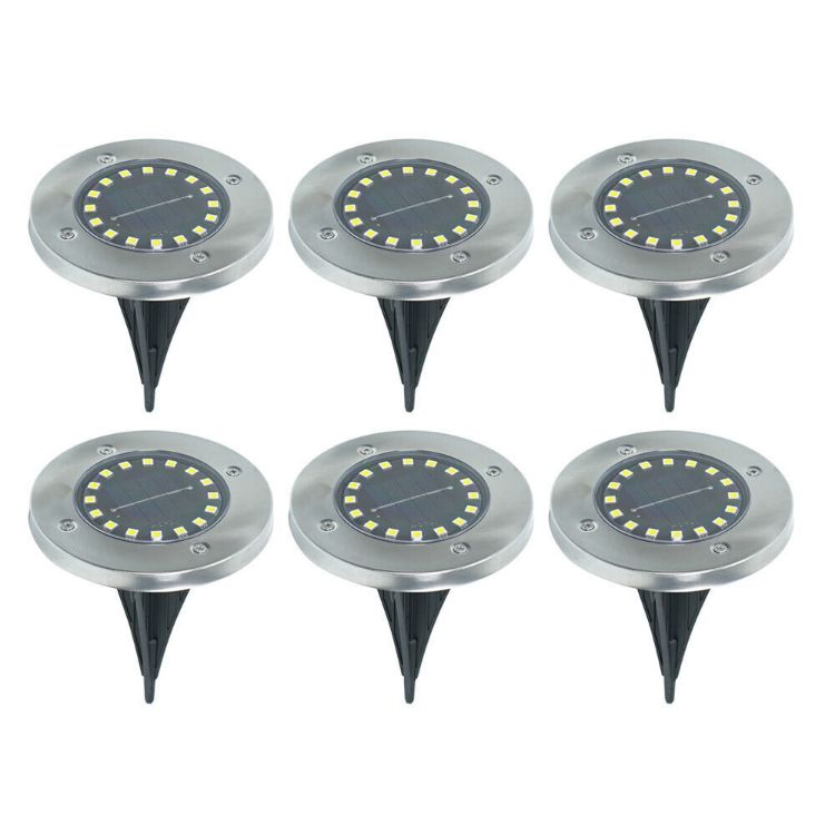 Picture of Set of 6 Warm / Cool White Decking Solar Lights Garden Patio Path Lighting IP44