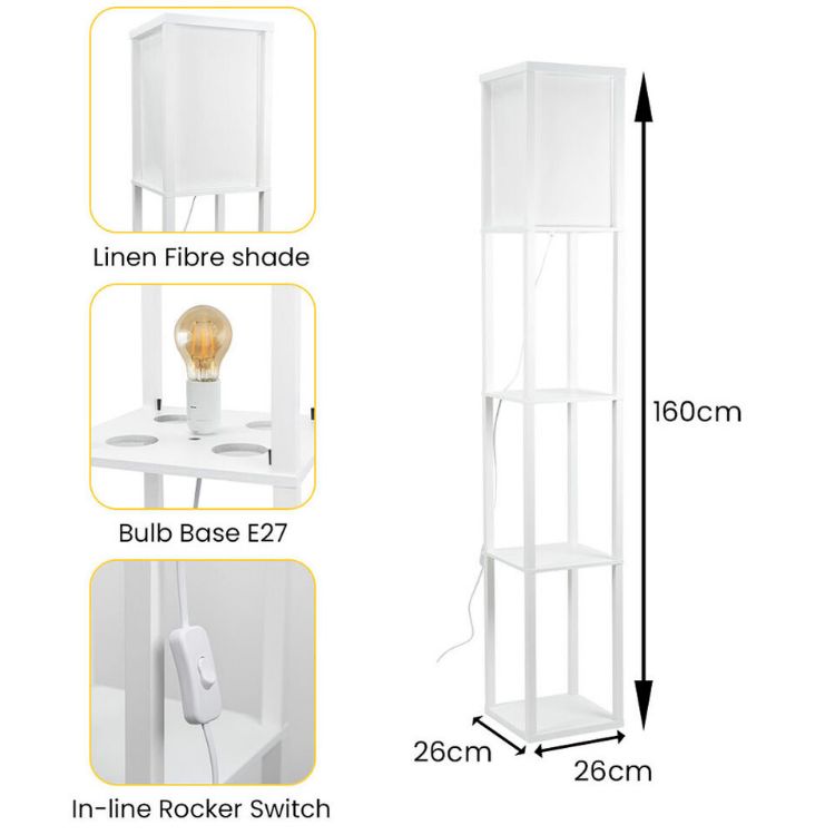 Picture of Standard Floor Lamp with Shelf Storage Wooden Standing Lounge Light Lighting