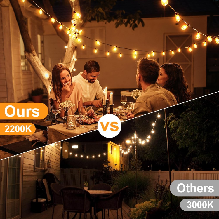 Picture of Festoon Lights Outdoor, Garden Patio String Lights Mains Powered, 3000K Warm White, GLUROO ST64 Waterproof LED String Lights