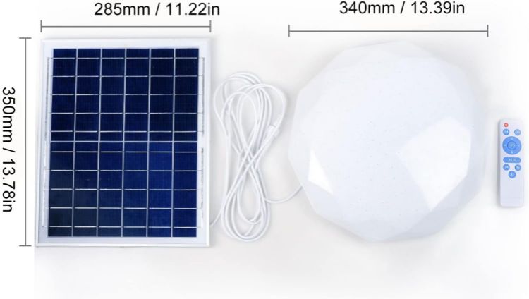 Picture of Shipenophy 3 Color Solar Ceiling Light, Simple Practical Stylish 3 Color Solar Ceiling Lamp 30W for Bedroom