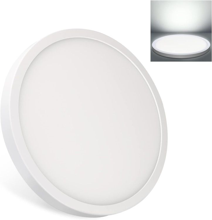 Picture of 6W Slim Round LED Ceiling Light 6500K Small Flush Cool White Lighting Ceiling for Hallway, Balcony, Kitchen, Corridor, Stairwell 𝐏𝐚𝐜𝐤 of 2