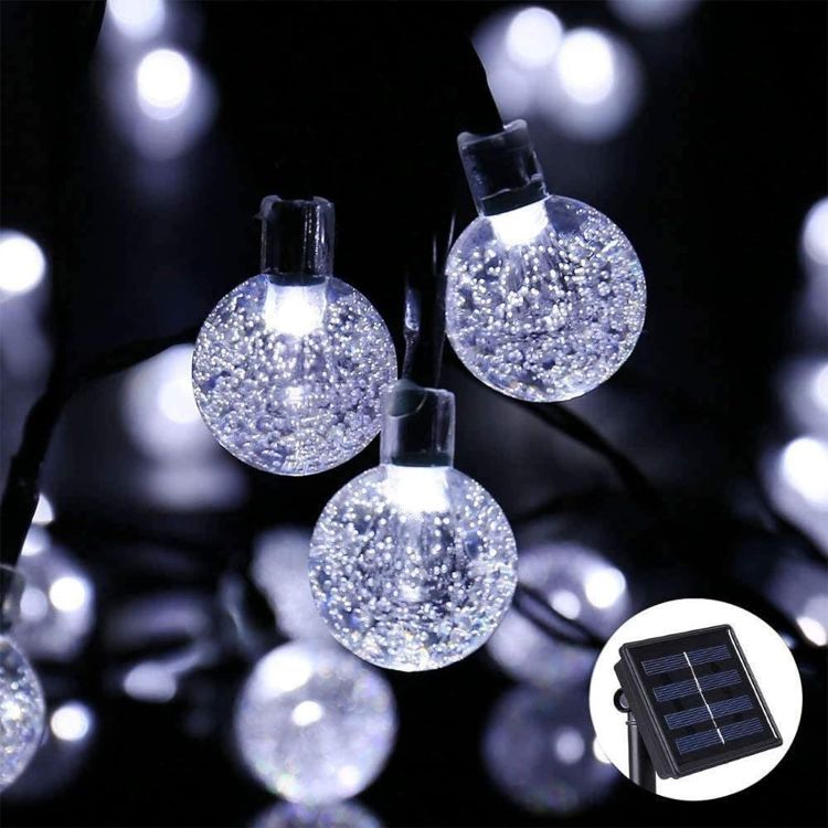 Picture of Solar Garden Lights Outdoor, 36ft 60 LED Solar String Lights Waterproof, Solar Powered Crystal Ball Indoor/Outdoor Fairy Lights Decorative Lights for Garden, Patio, Yard, Festival, Parties (White)