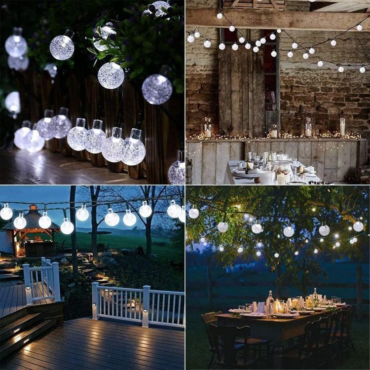 Picture of Solar Garden Lights Outdoor, 36ft 60 LED Solar String Lights Waterproof, Solar Powered Crystal Ball Indoor/Outdoor Fairy Lights Decorative Lights for Garden, Patio, Yard, Festival, Parties (White)