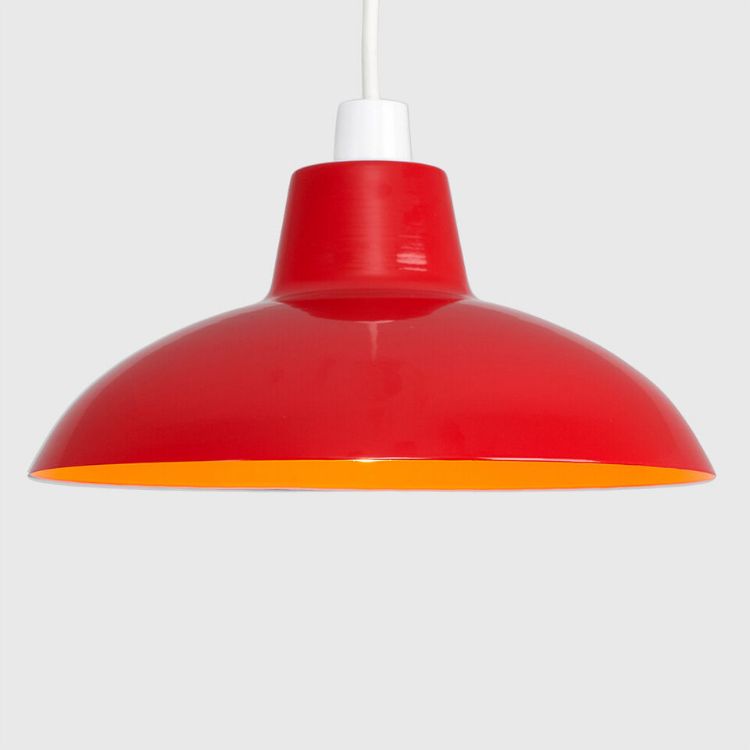 Picture of Retro Style Gloss Red Metal Easy Fit Ceiling Pendant Light Shade For Bedroom, Hallway, Living Room