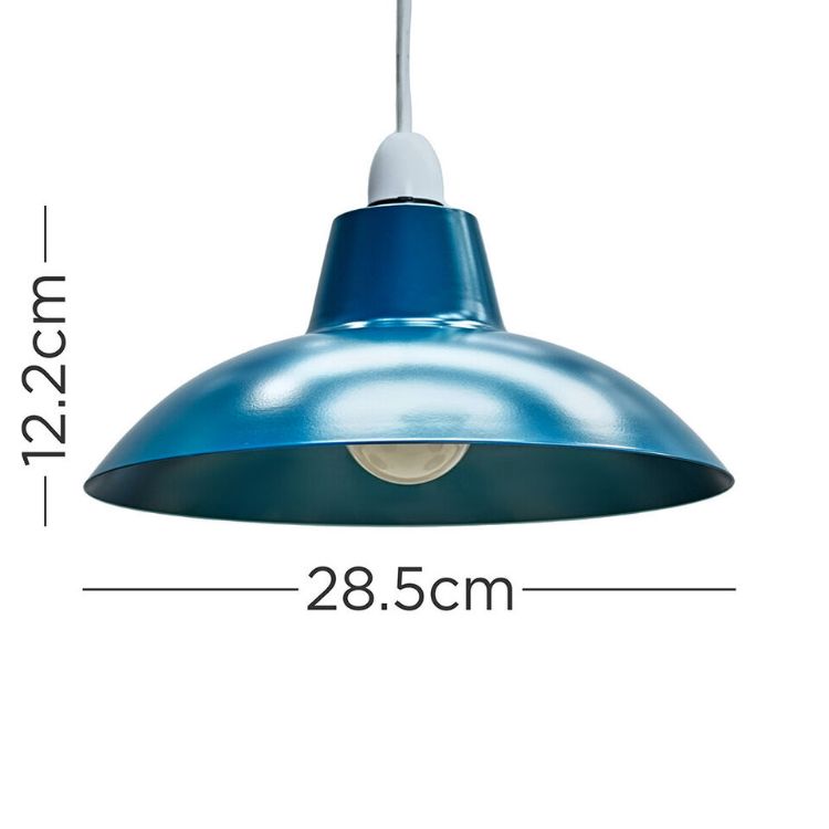 Picture of French Blue Ceiling Pendant Shade and B22 GLS LED 10W Warm White 3000K Bulb