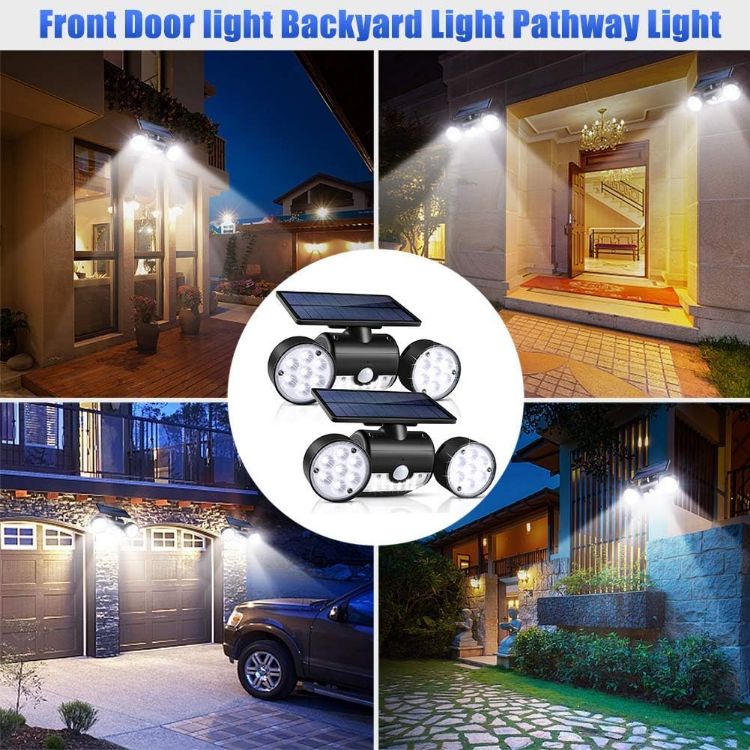 Picture of Outdoor Solar Lights 30 LED Waterproof Solar Powered Wall Lights with Dual Head Spotlights 360-Degree Rotatable Solar Motion Security Night Lights