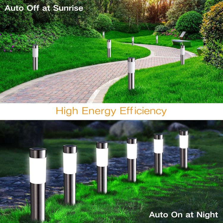 Picture of 4 Pack Solar Lights Outdoor Garden Ornaments Pathway Lighting White Garden Lights Solar Powered Waterproof Path Light Decoration