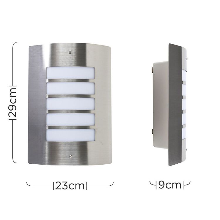 Picture of Modern Stainless Steel and Frosted Opal Lens Curved IP44 Rated Outdoor Garden Wall Mounted Security Light