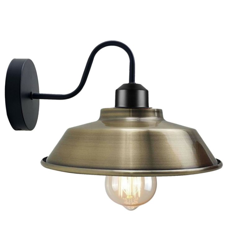 Picture of Retro Industrial Wall Lights Fittings E27 Indoor Sconce Metal Bowl Shape Shade For Basement Bedroom Home