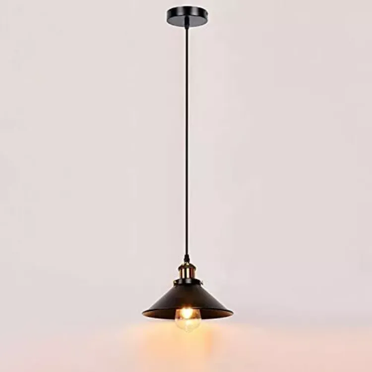 Picture of Retro Pendant Lamp Black Wrought Iron Chandelier Lamp Shade E26 Base Hanging Light