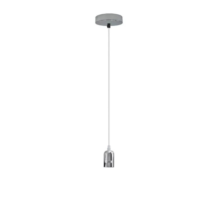 Picture of Modern Chrome Ceiling Rose Pendant Light Fitting Braided Flex E27 Lamp Holder