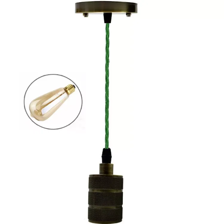 Picture of Fabric Cord Pendant Lamp E27 Bulb Holder Ceiling Rose Light E27 Fitting Kit