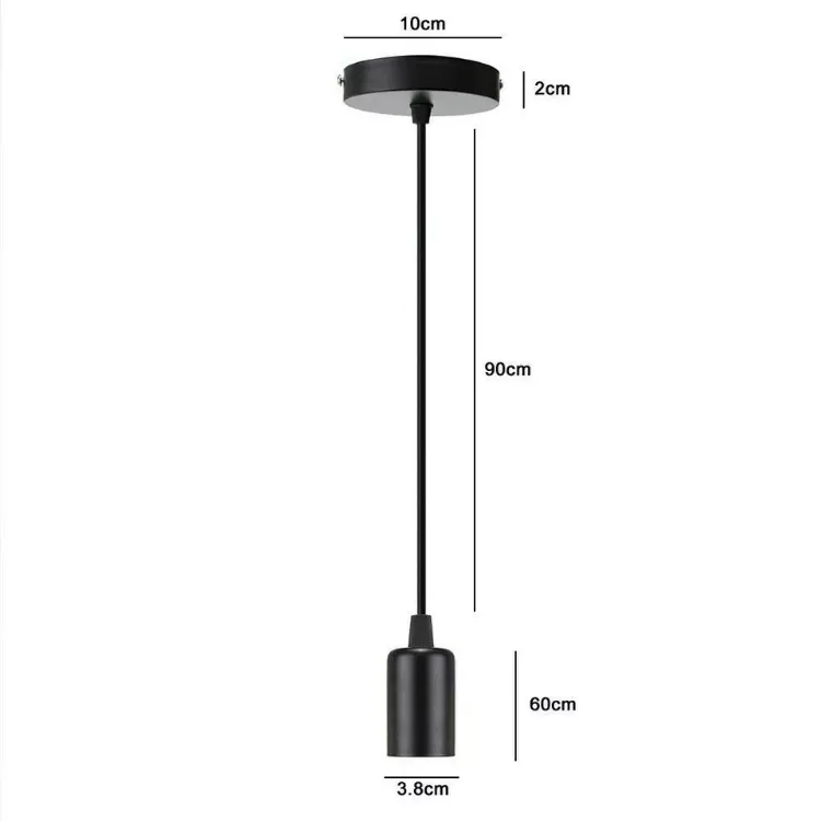 Picture of Modern Black Ceiling Rose,Pendant Light Fitting, 3 Core PVC Flex Corded E27 Lamp Holder, Suspended Pendant Ceiling Light Fitting 