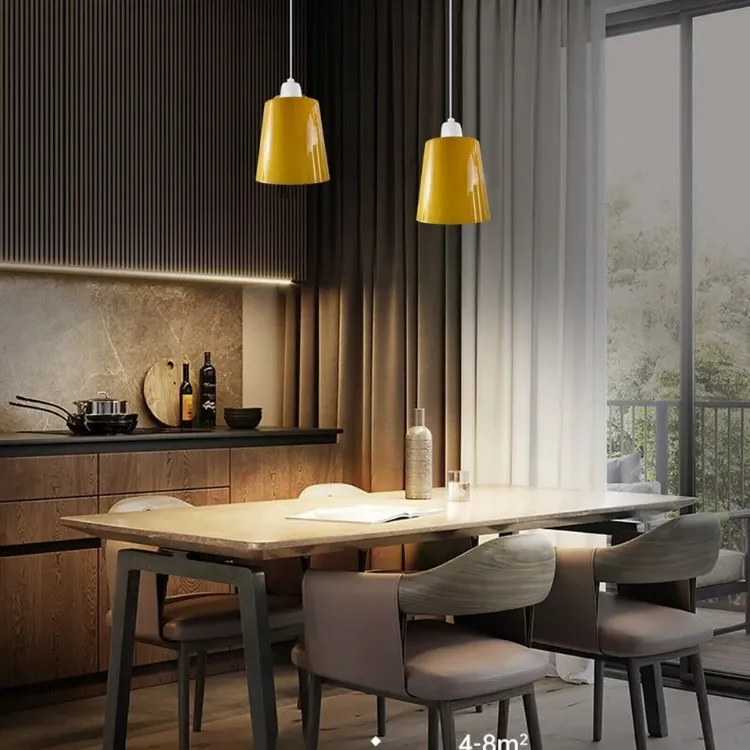 Picture of  Industrial Modern Retro 3 Way Rectangle Bell shape Yellow Pendant Light