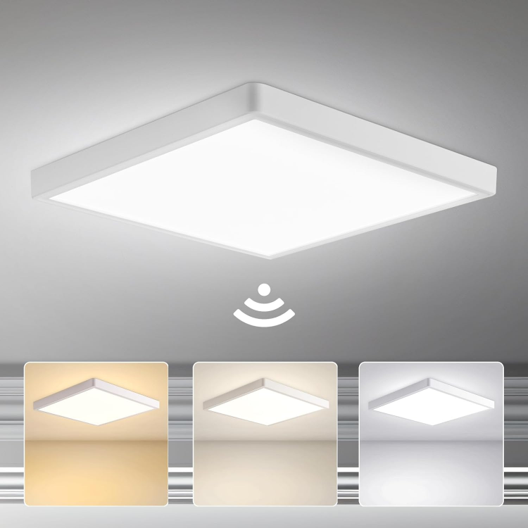 Picture of 28W 2800LM LED Ceiling Light with Radar Sensor, 30CM 3000K-6000K Ultra Slim White Square Ceiling Light with Motion Detector