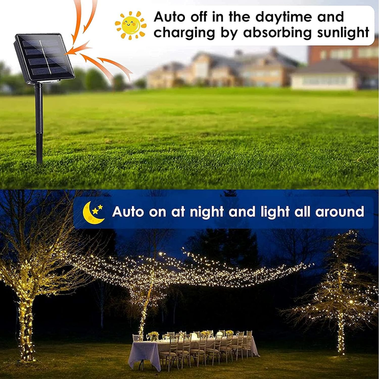 Picture of Solar Fairy Lights Outdoor, 72ft/22M 200 LED Solar String Lights, 8 Modes Waterproof Solar Christmas Lights