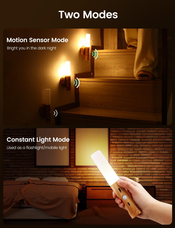 Picture of USB Rechargeable Wall Light, 1200mAh Wireless Wall Lights Indoor Magnetic Portable Battery Motion Sensor Night Light, Wall Mounted Torch Lights