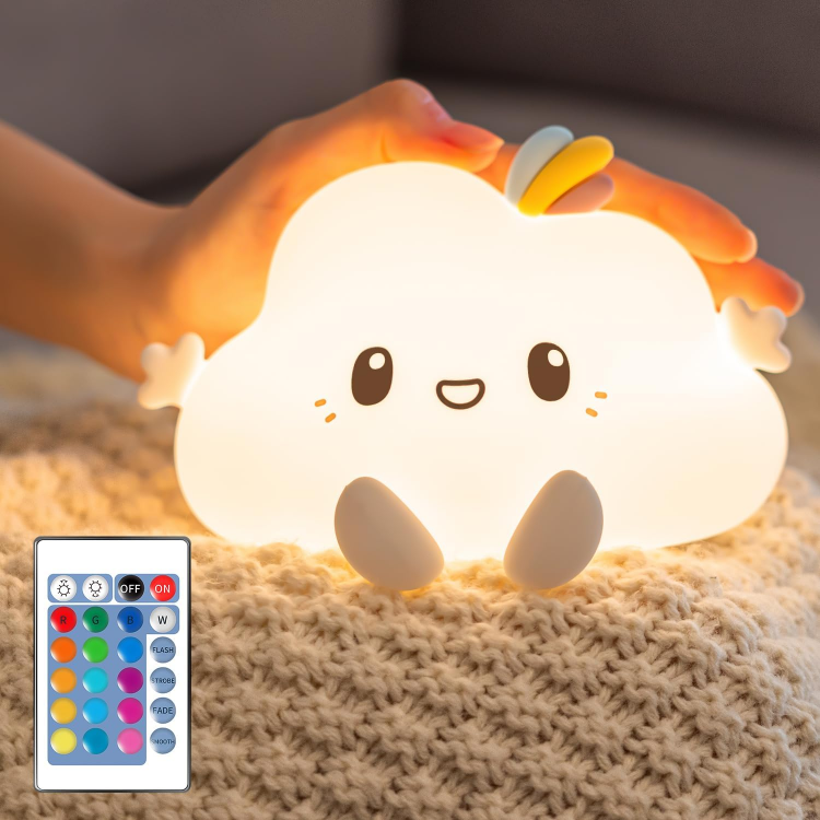 Picture of Cute Cloud Night Light Kids【16 Colors+Remote】Baby Night Light Baby, Dimmable Kids Night Light Lights