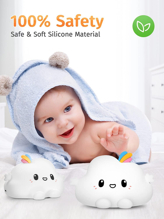 Picture of Cute Cloud Night Light Kids【16 Colors+Remote】Baby Night Light Baby, Dimmable Kids Night Light Lights