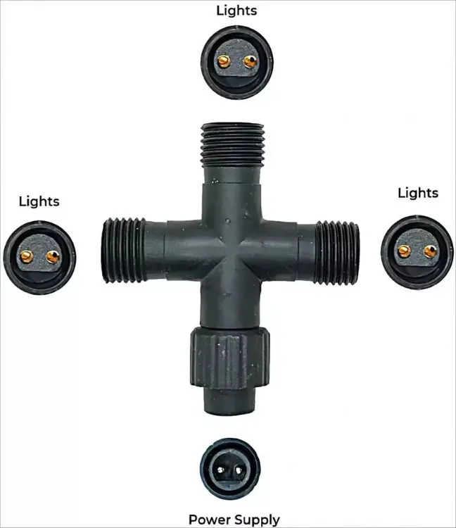Picture of IP44 Waterproof Outdoor ✚ shape 4 Ways Cable Connector for Christmas Fairy Light