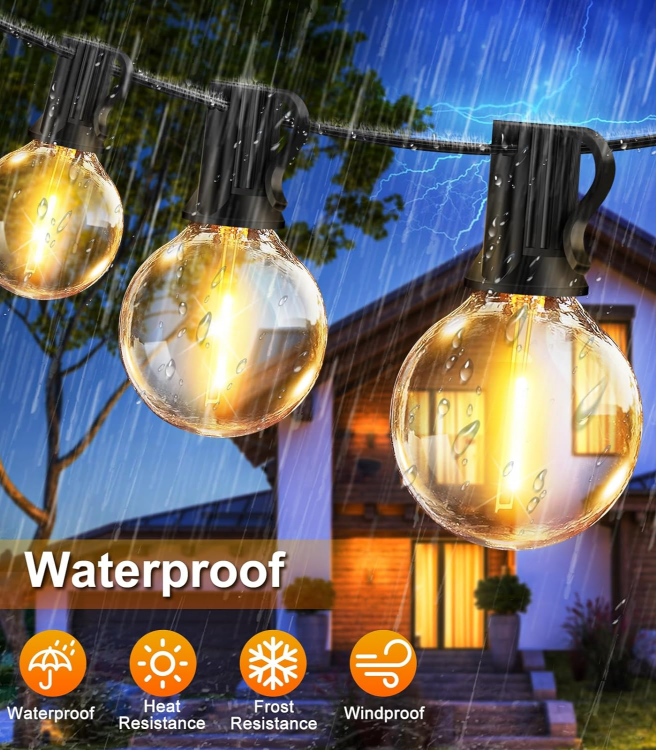 Picture of Outdoor String Lights 65.5ft Garden Festoon Light Mains Powered with 30+2 Shatterproof G40 LED Bulbs, Waterproof Hanging Patio Lighting