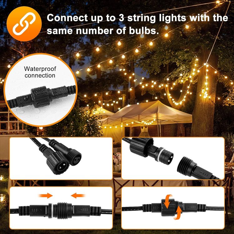 Picture of Festoon Lights Outdoor Mains Powered - 33Ft 10m G40 Garden String Lights with Shatterproof LED Bulbs Waterproof