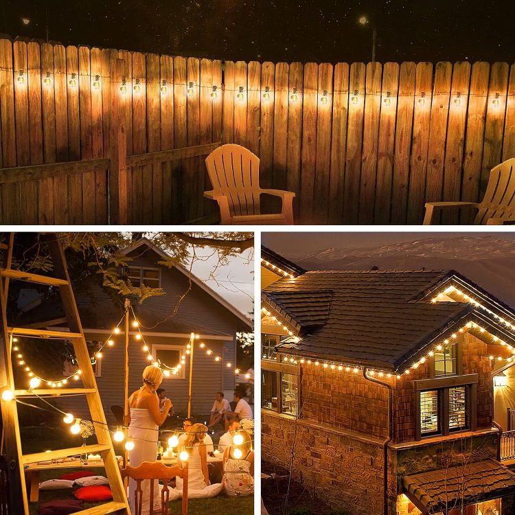 Picture of Festoon Lights Outdoor Mains Powered - 33Ft 10m G40 Garden String Lights with Shatterproof LED Bulbs Waterproof