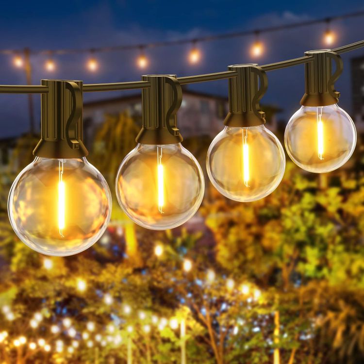 Picture of Outdoor String Light, 15M/50Ft 25+1 LED Outdoor Lights Mains Powered, G40 Plastic Shatterproof Bulbs Garden String Light 